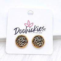 Golden Leopard Singles in Gold Settings -Earrings