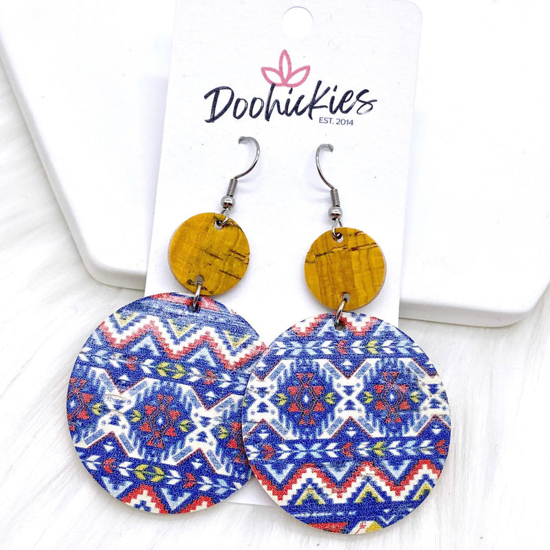 2.5" Mustard & Fall Aztec Piggyback Corkies -Earrings