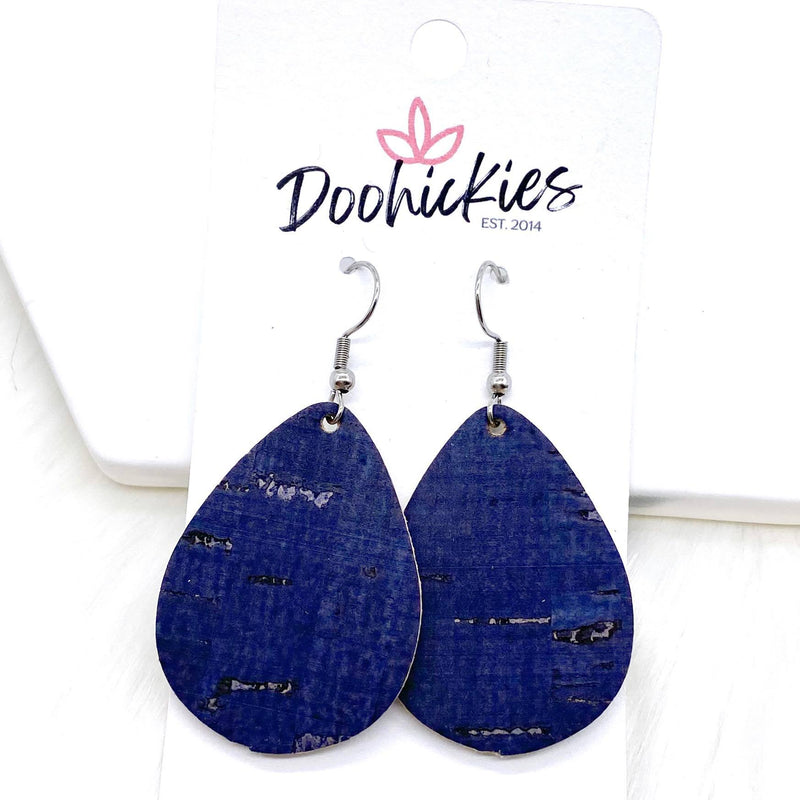 1.5" Navy & White Itty Bitty Corkie Mini Collection -Earrings