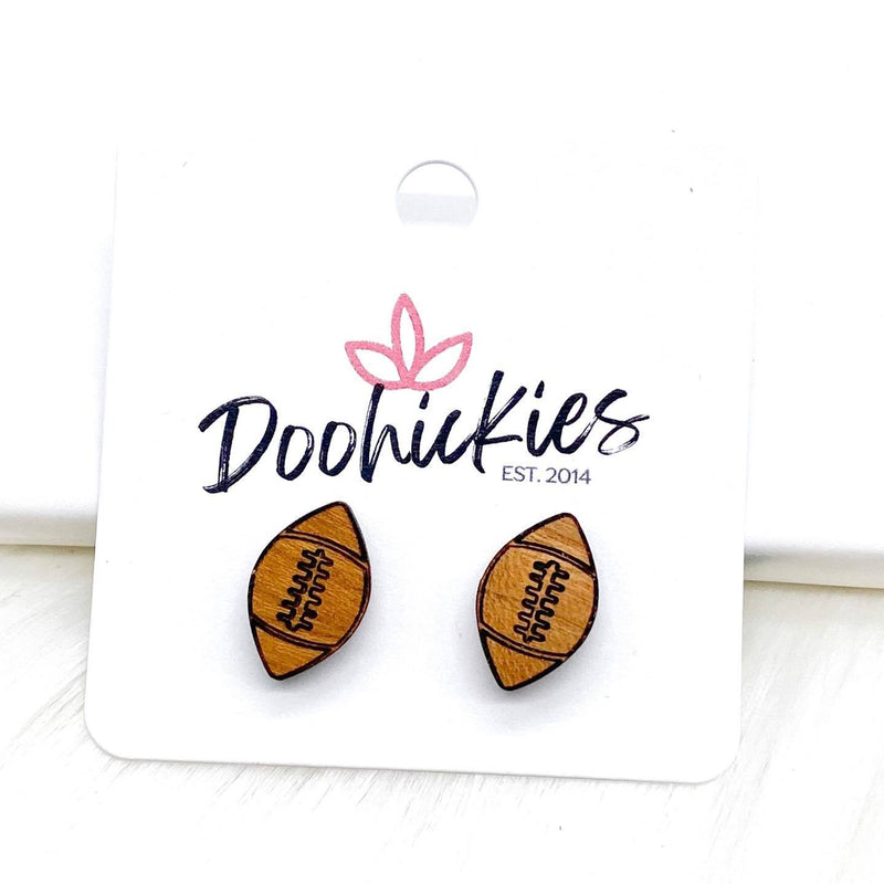 Wood Football Studs -Sports Earrings