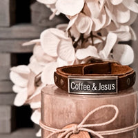 Leather Wristlet: Coffee & Jesus