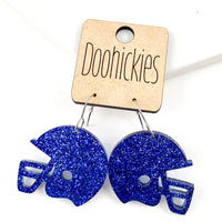 1.25" Glitter School Spirit Football Helmet Dangles - Custom Spirit Earrings - Nine Color Options