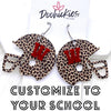 1.5" Varsity Letter Leopard Helmets (Comment w/Letters) -Sports Earrings