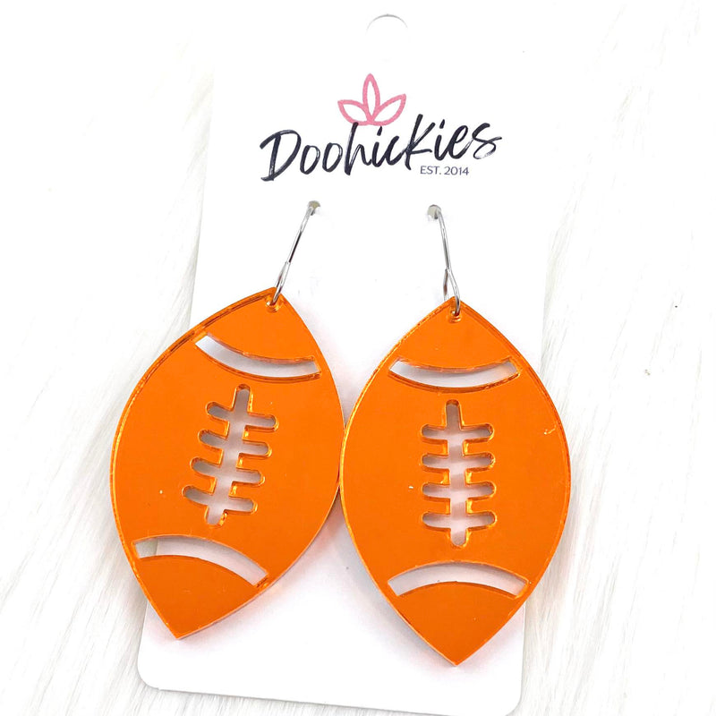 2" Shiny Football Acrylic Dangles -Sports Earrings