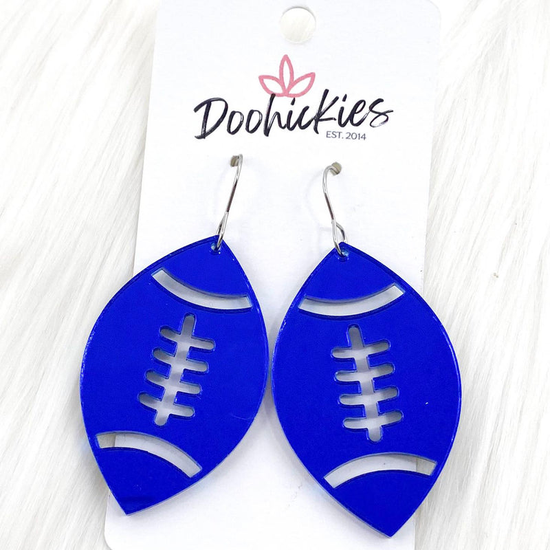 2" Shiny Football Acrylic Dangles -Sports Earrings