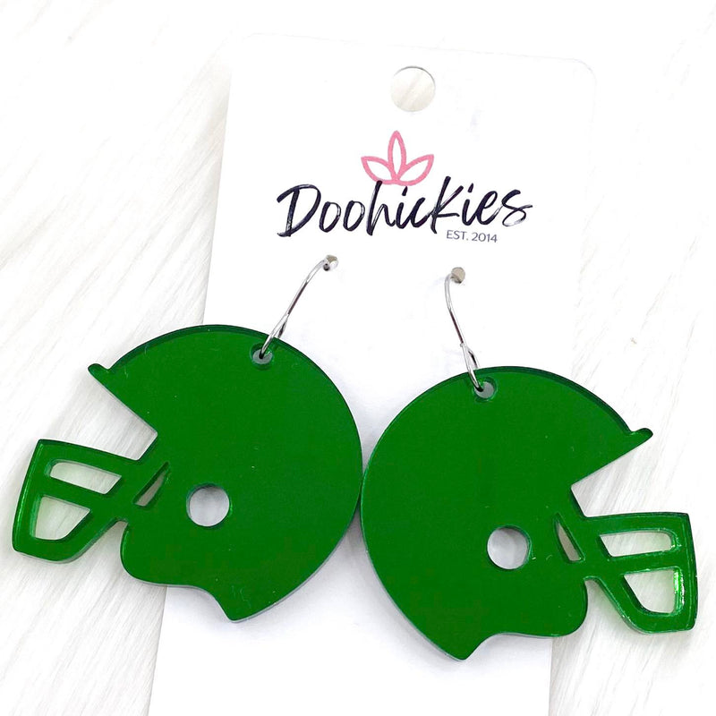 1.5" Shiny Helmet Acrylic Dangles -Sports Earrings