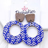 2" Walnut & Broken Chevron Lil' O Dangles- Fall Cork Earrings