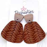 2" Walnut & Fall Braided Jasmine Dangles -Fall Leather Earrings