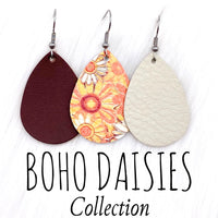 1.5" Boho Daisies Mini Collection -Fall Leather Earrings