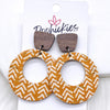 2" Walnut & Broken Chevron Lil' O Dangles- Fall Cork Earrings