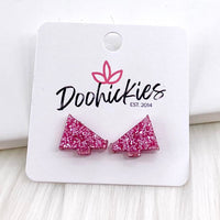 15mm Pink Out Acrylic School Spirit Megaphones - Breast Cancer Awareness Earrings