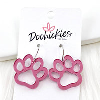 1" Pink Out Acrylic Cutout School Spirit Paws - Breast Cancer Awareness Earrings