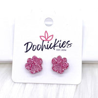 13mm Pink Out Acrylic School Spirit Paws & Claws - Breast Cancer Awareness Earrings