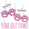 1" Pink Out Acrylic Cutout School Spirit Paws - Breast Cancer Awareness Earrings