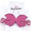 1.25" Pink Out Football Helmet Acrylic Dangles - Breast Cancer Awareness Earrings