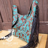 **Montana Leather Hobo Handbag w/ Blue Copper Laredo Accent 512d