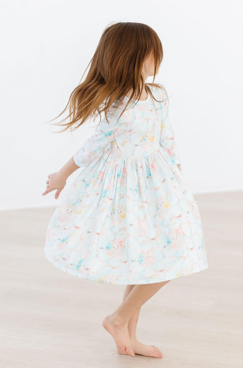 Bunny Dreams 3/4 Sleeve Pocket Twirl Dress