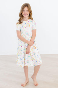 Watercolor Rainbows S/S Pocket Twirl Dress