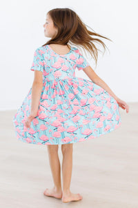 Pretty in Pink Flamingos S/S Pocket Twirl Dress