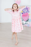 Blushing Bows 3/4 Sleeve Pocket Twirl Dress