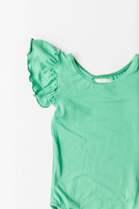 Kelly Green S/S Flutter Sleeve Leotard