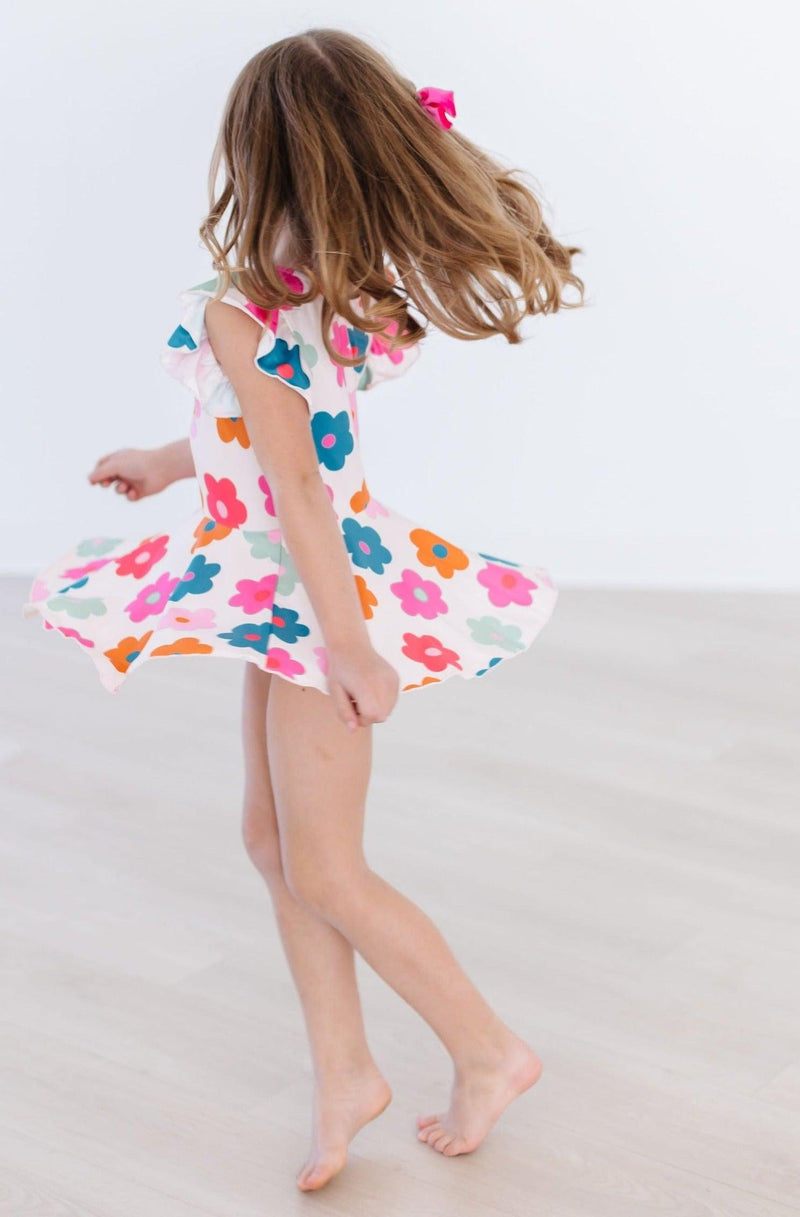 Retro Floral S/S Twirl Leotard