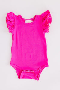 Hot Pink S/S Flutter Bodysuit