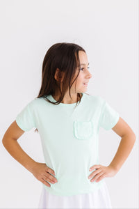 Pastel Green Ruffle Pocket Tee