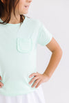 Pastel Green Ruffle Pocket Tee