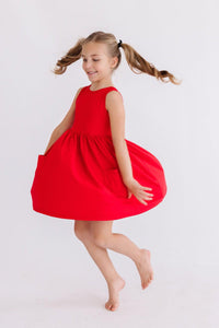 Red Tank Pocket Twirl Dress