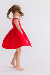 Red Tank Pocket Twirl Dress