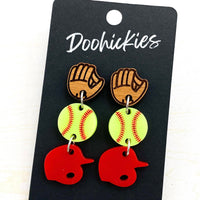 2" Custom Play Ball Trio- Sports Earrings