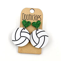 1.9" Custom I Heart Volleyball Dangles - Sports Earrings