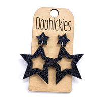 1.75" Glitter School Spirit Cutout Star Dangles - Custom Spirit Earrings