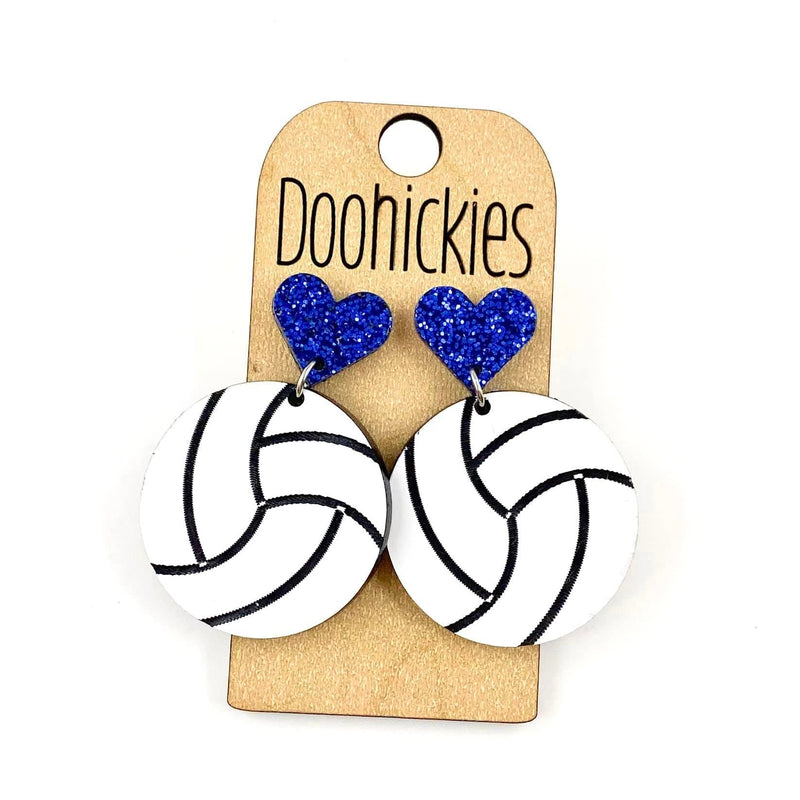 1.9" Custom I Heart Volleyball Dangles - Sports Earrings