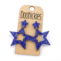 1.75" Glitter School Spirit Cutout Star Dangles - Custom Spirit Earrings