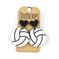 1.9" Custom I Heart Volleyball Dangles - Sports Earrings