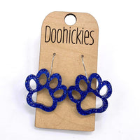 1" Glitter School Spirit Paw Dangles - Custom Spirit Earrings