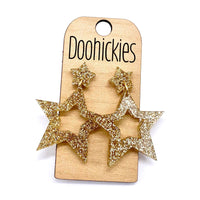 1.75" Glitter School Spirit Cutout Star Dangles - Custom Spirit Earrings