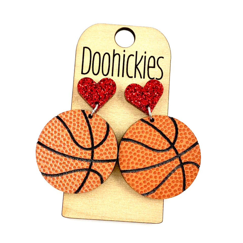 2" Custom I Heart Basketball Dangles - Sports Earrings