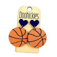 2" Custom I Heart Basketball Dangles - Sports Earrings