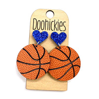 2" Custom I Heart Basketball Dangles - Sports Earrings