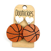 2" Custom I Heart Basketball Dangles - Sports Earrings