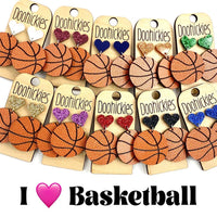 2" Custom I Heart Basketball Dangles - Sports Earrings