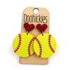 1.9" Custom I Heart Softball Dangles - Sports Earrings