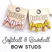 Baseball & Softball Bow Studs -Sports Earrings