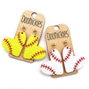 1.5" Baseball & Softball Heart Dangle Earrings - Sports Earrings