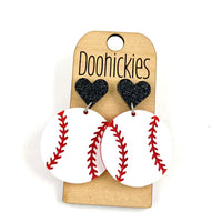 1.9" Custom I Heart Baseball Dangles - Sports Earrings