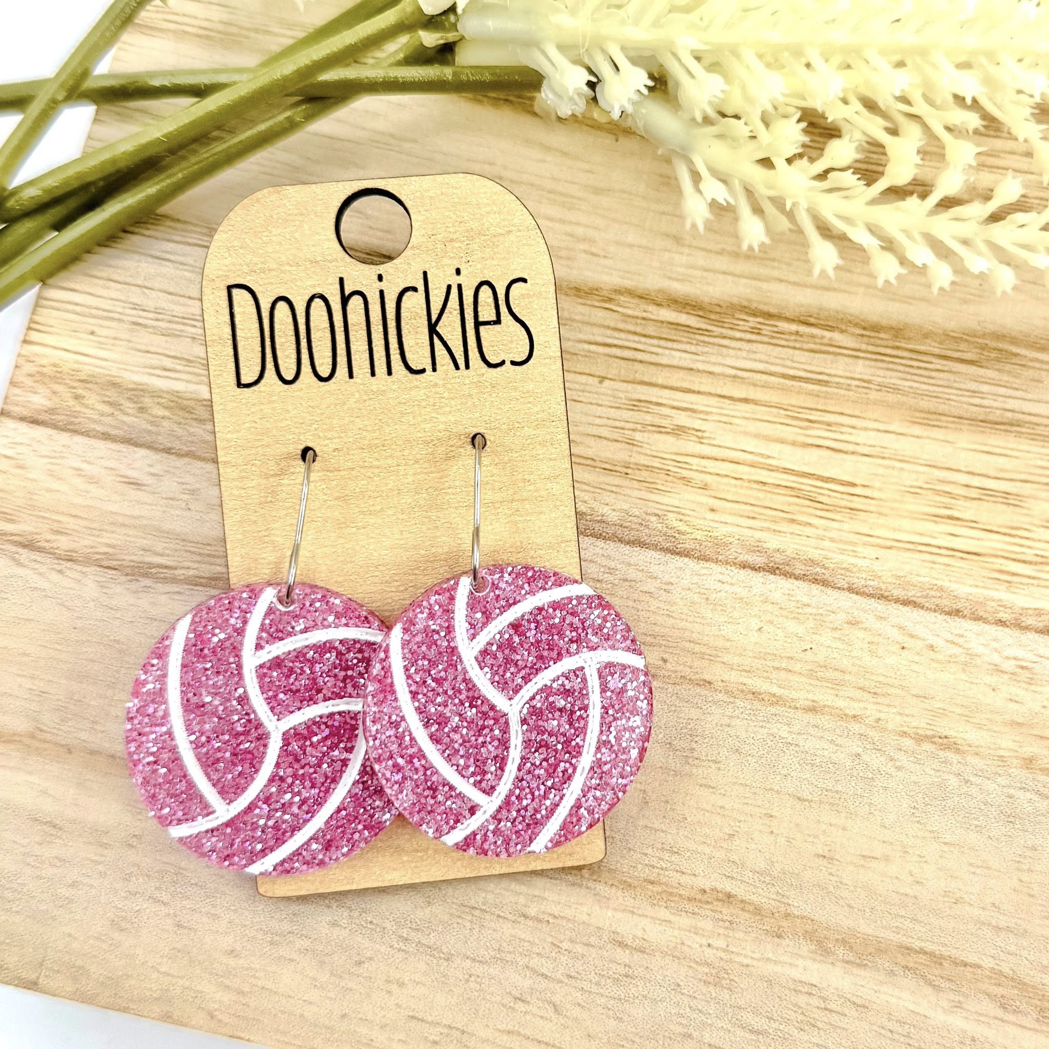 Pink Out Painted Volleyball Earring Collection - Breast Cancer Awareness Earrings