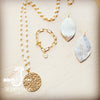 *Matte Gold Scroll Pendant on Long Genuine Freshwater Pearl Necklace 255j